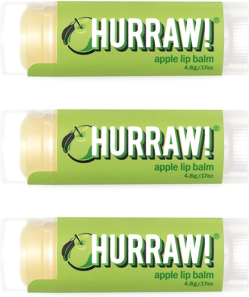 Hurraw! Apple Lip Balm, 3 Pack: Organic, Certified Vegan, Cruelty and Gluten Free. Non-GMO, 100% ... | Amazon (US)