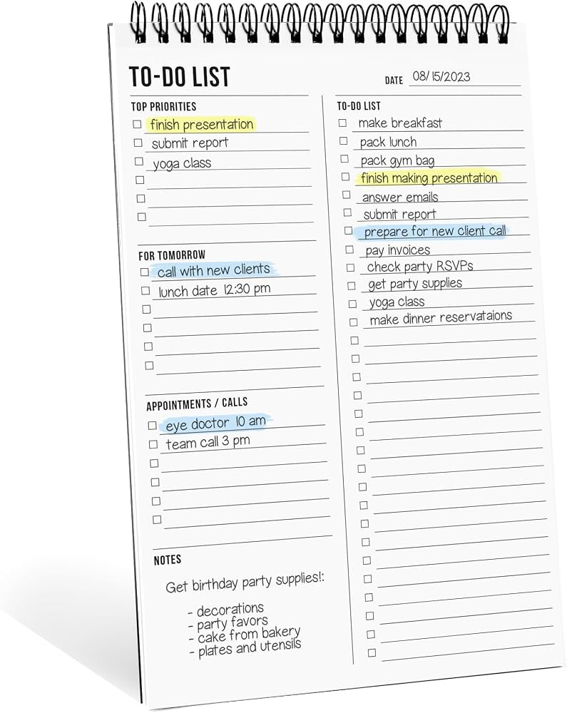 To Do List Notepad: With Multiple Functional Sections - 6.5 x 9.8" 60 Sheets - Spiral Daily Plann... | Amazon (US)