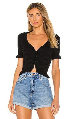 Lovers + Friends Carissa Ruffle Sweater in Black from Revolve.com | Revolve Clothing (Global)