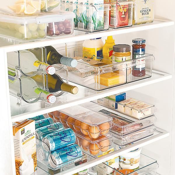 iDESIGN Wide Deep Fridge Bins Tray Clear | The Container Store