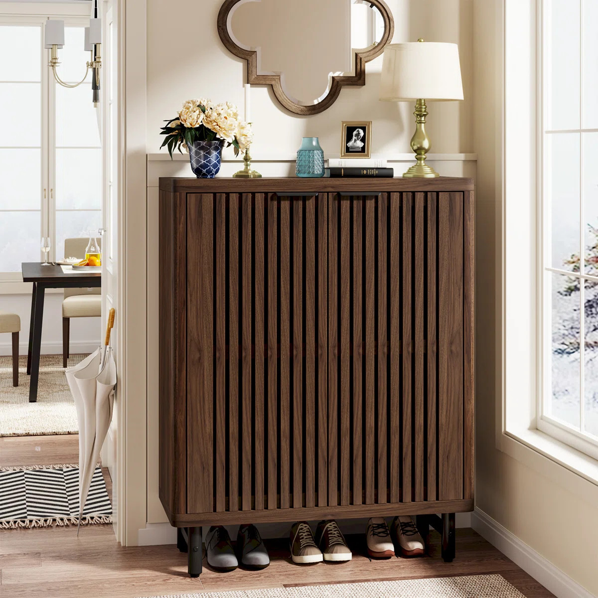 Acanthe 24 Pair Shoe Storage Cabinet with 2 Shutter Doors | Wayfair North America