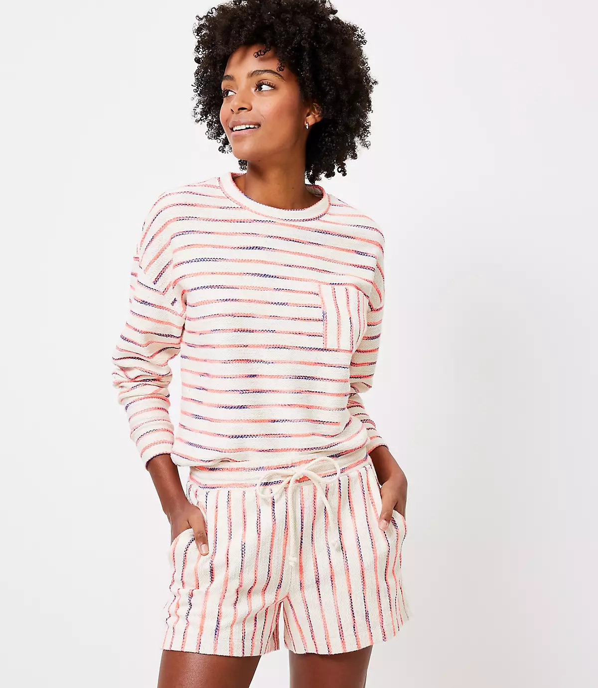Lou & Grey Neon Striped Terry Pocket Top | LOFT | LOFT
