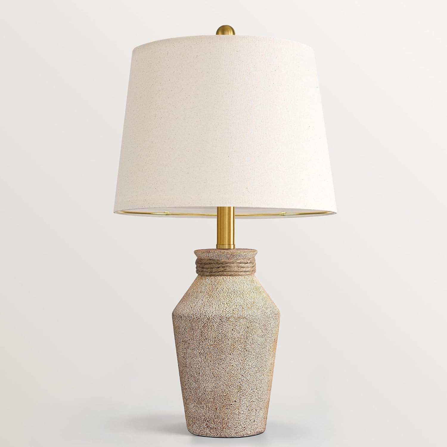 USumkky 22.5" Ceramic Table Lamp Coastal Farmhouse Bedside Lamp Sand Beige | Amazon (US)