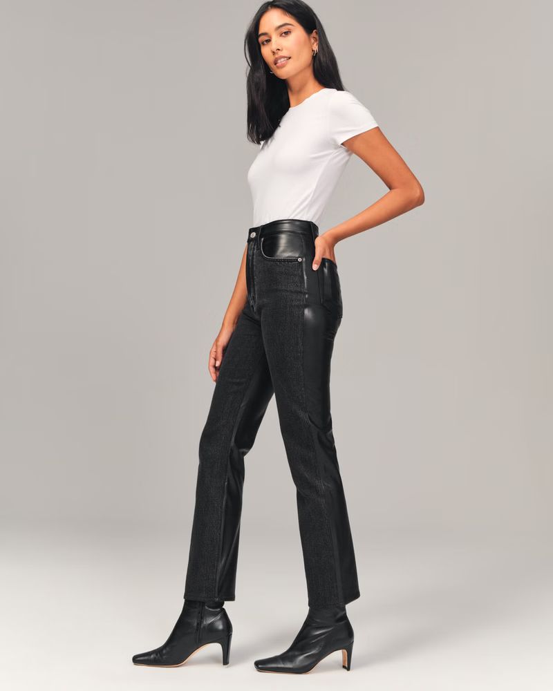 Women's Mixed Fabric Ultra High Rise Ankle Straight Jean | Women's | Abercrombie.com | Abercrombie & Fitch (US)