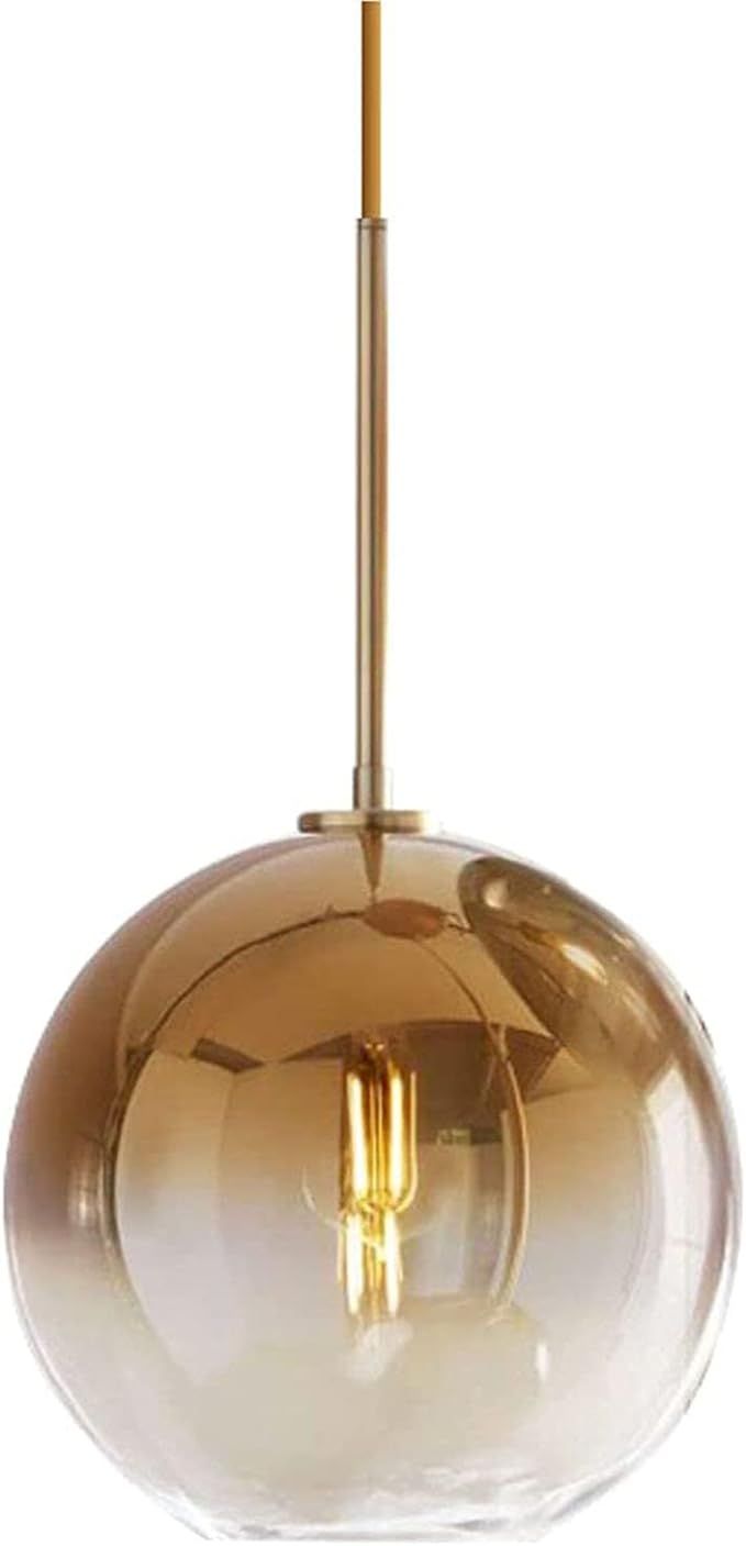 Gradient Color Glass Pendant Light,Modern Glass Hanging Light Chandelier Light (Gold, 25cm) | Amazon (US)