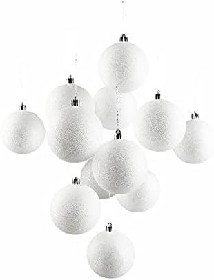 Serene Spaces Living Set of 12 White Glitter Ball Ornaments for Christmas Tree, Holiday Decoratio... | Amazon (US)