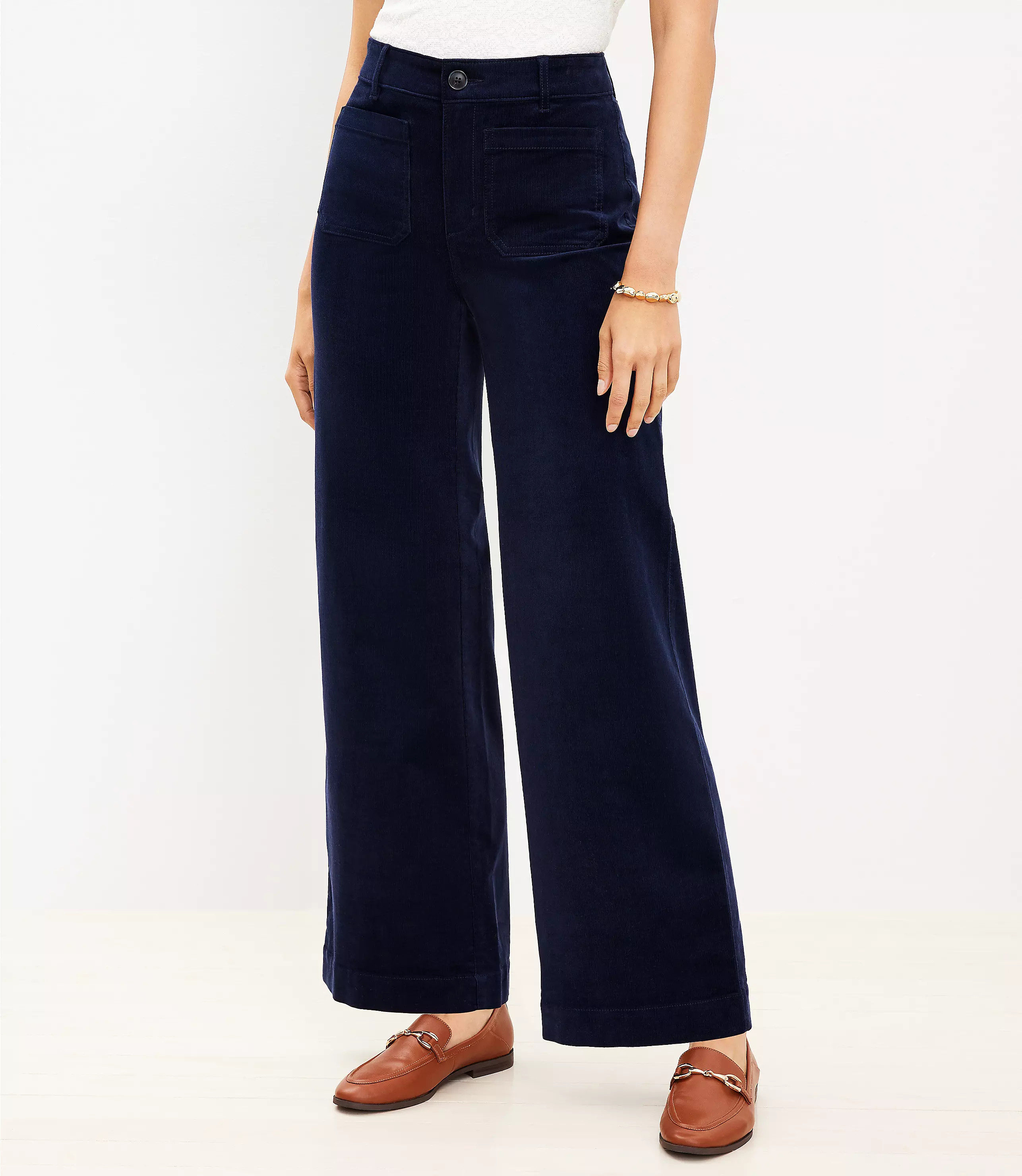 Petite Palmer Wide Leg Pants in Corduroy | LOFT