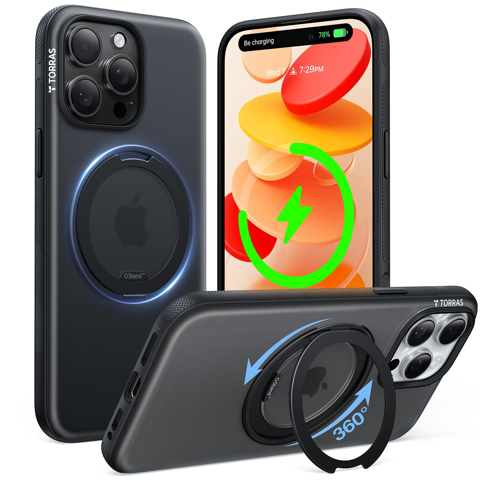 TORRAS O3 Fitness for iPhone 15 Pro Case Magnetic Stand, Fit for MagSafe, 360 Rotatable Stable St... | Amazon (US)