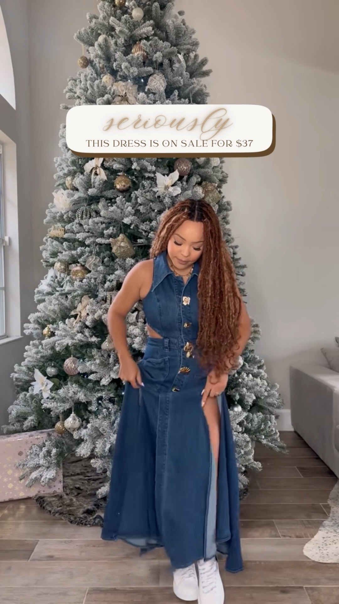 Marked down to $37 from $149! You need it . . . now! If you’re larger than a small C cup, size up one size as I did here. I’m wearing a L. 

#denimdress #grwm #outfitideas #denim #maxidress 

#LTKootd #LTKFindsUnder50 #LTKSaleAlert