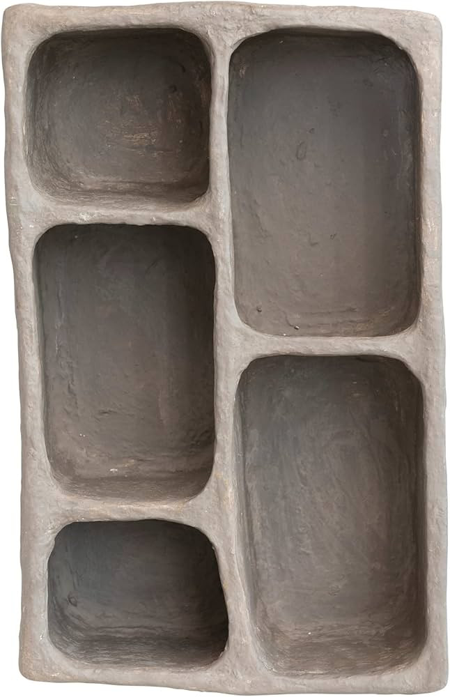 Creative Co-Op Boho Handmade Paper Mache Wall Shelf with 5 Sections, Gray | Amazon (US)