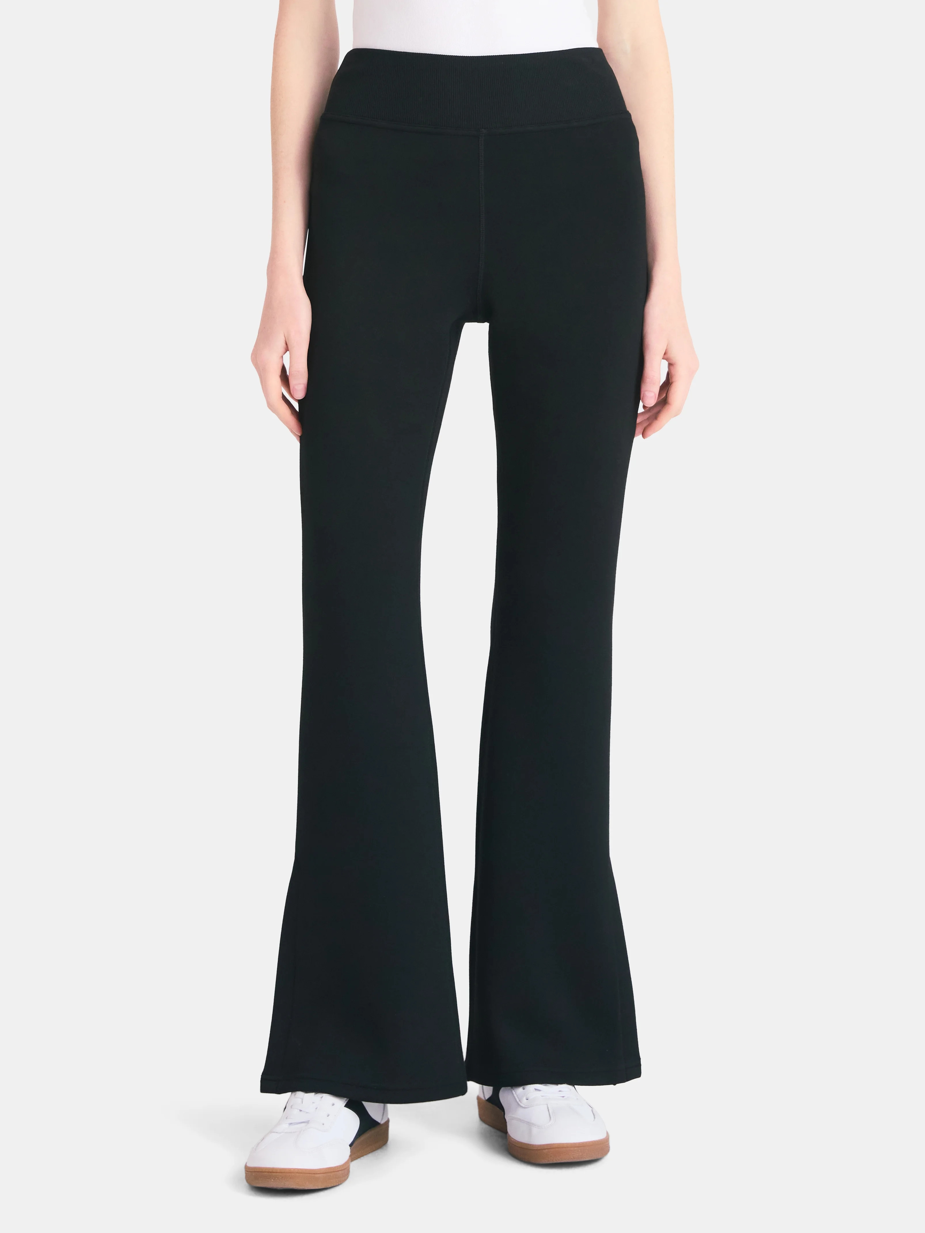 No Boundaries Flare Pants with Ribbed Waistband, Women's | Walmart (US)