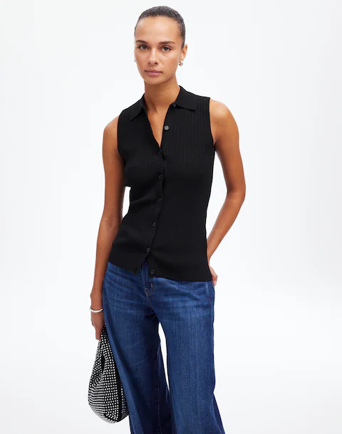 The Signature Knit Button-Front Vest | Madewell | Madewell