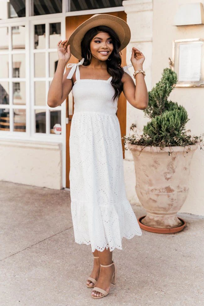 Promise In My Heart White Lace Midi Dress | The Pink Lily Boutique