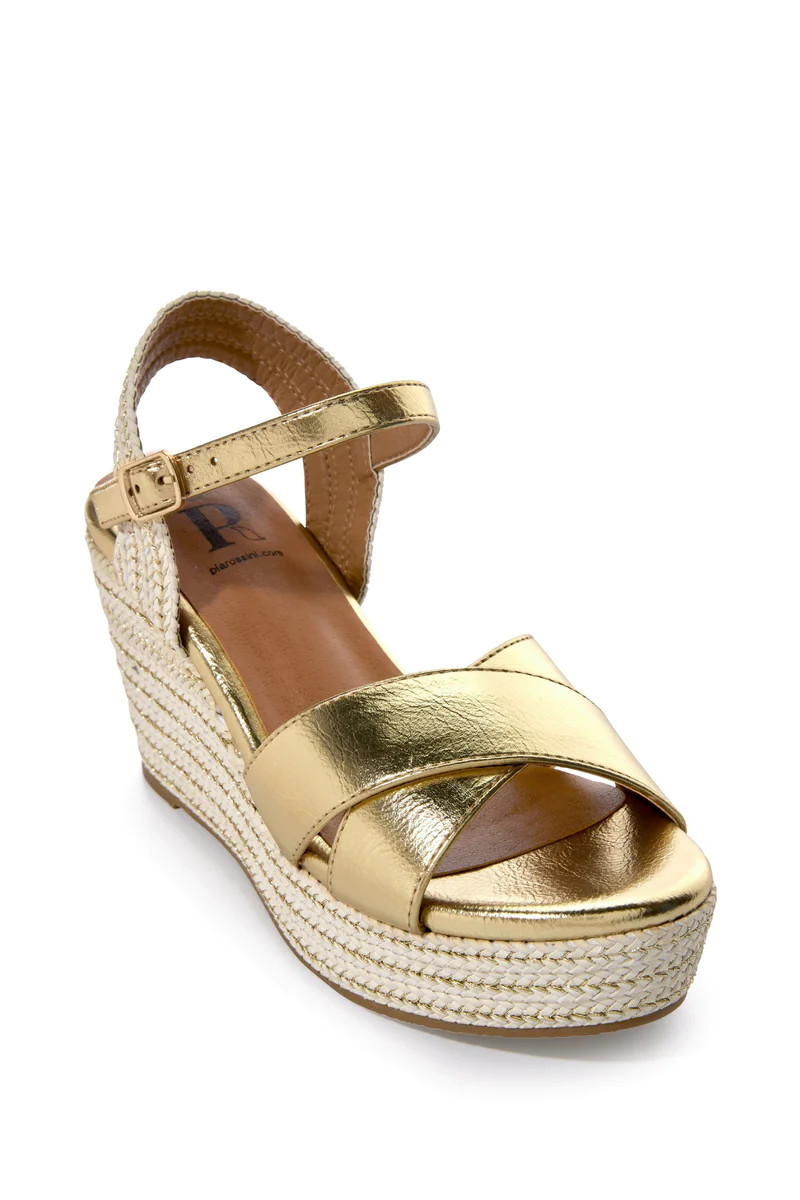 Gold Metallic Braided Wedge Gold | Boston Proper