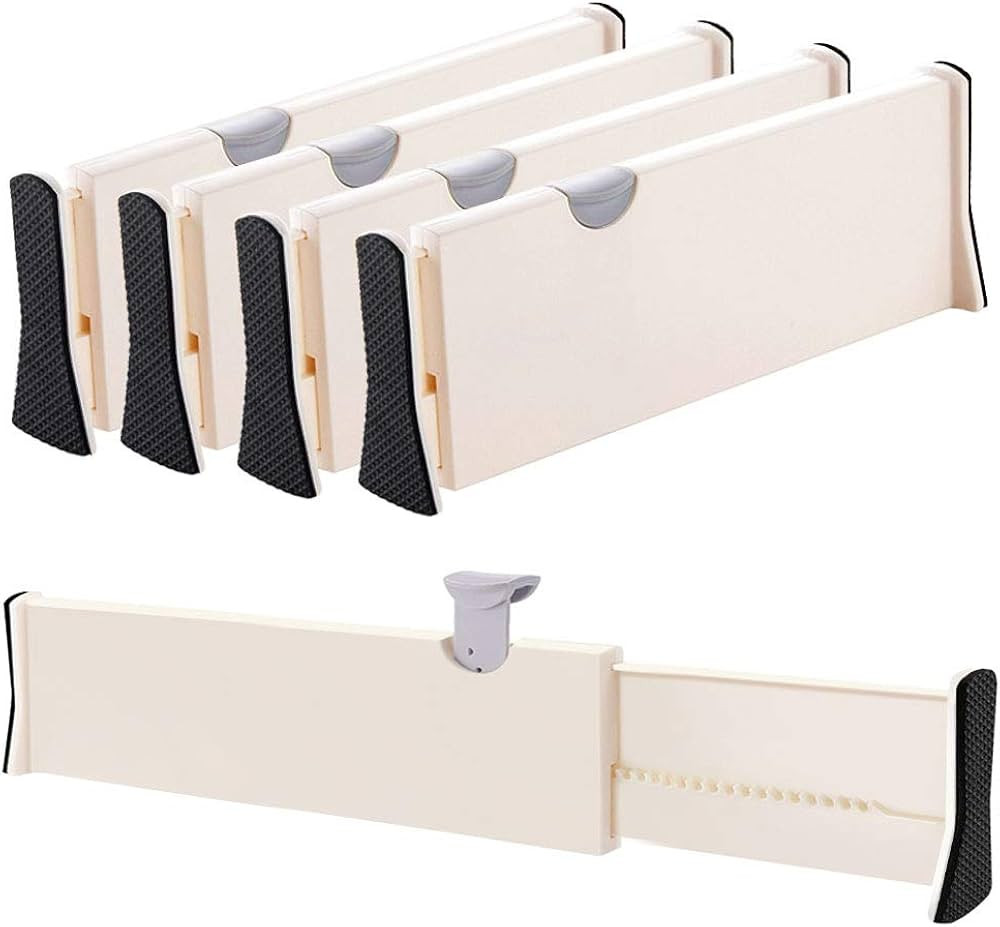 Drawer Dividers Organizer 4 Pack, Adjustable Separators 4" High Expandable from 14.9-21" for Bedr... | Amazon (US)