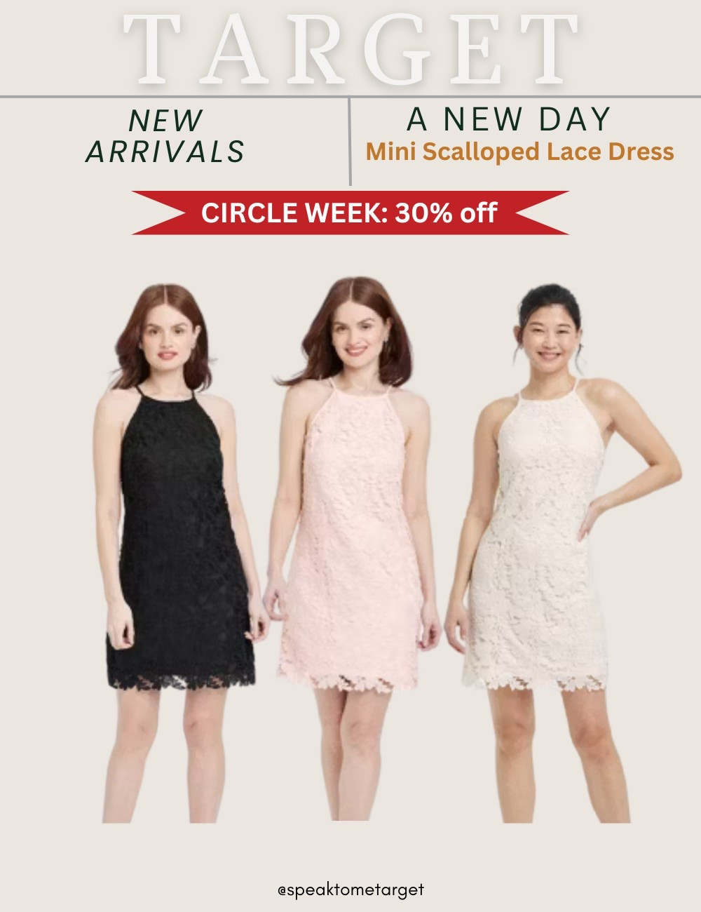 New at Target! And save 30% off A
A New Day mini scalloped lace dress

#LTKStyleTip #LTKFindsUnder50 #LTKSaleAlert