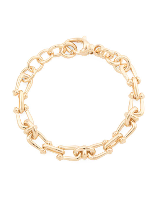 Made In Italy 14k Gold Horsebit U Link Chain Bracelet | TJ Maxx