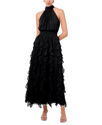 1.STATE Women's Sleeveless Ruffled Halter Maxi Dress - Macy's | Macy's