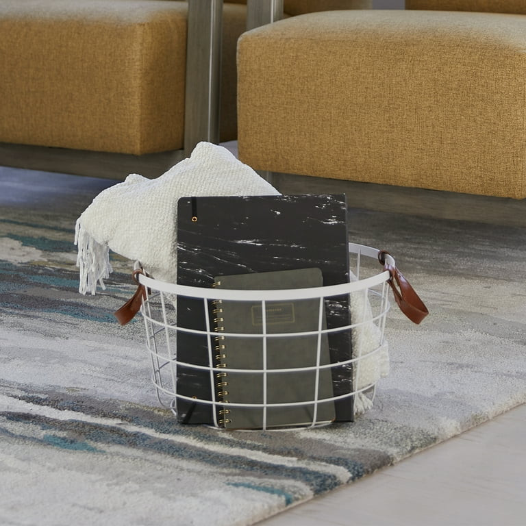 Mainstays, Round Wire Basket With Handles, Medium Size, White - Walmart.com | Walmart (US)