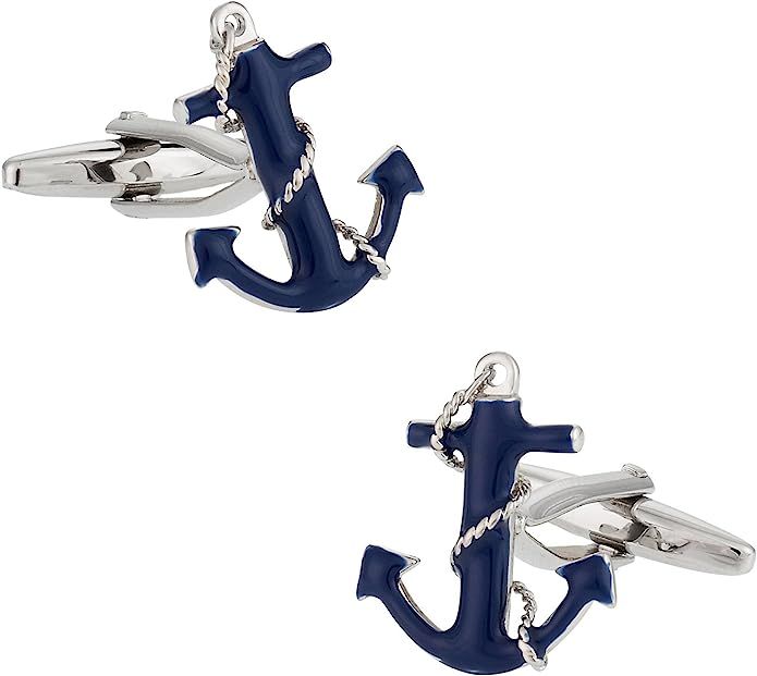 Cuff-Daddy Navy Blue Anchor Rope Preppy Nautical Cufflinks with Presentation Box | Amazon (US)
