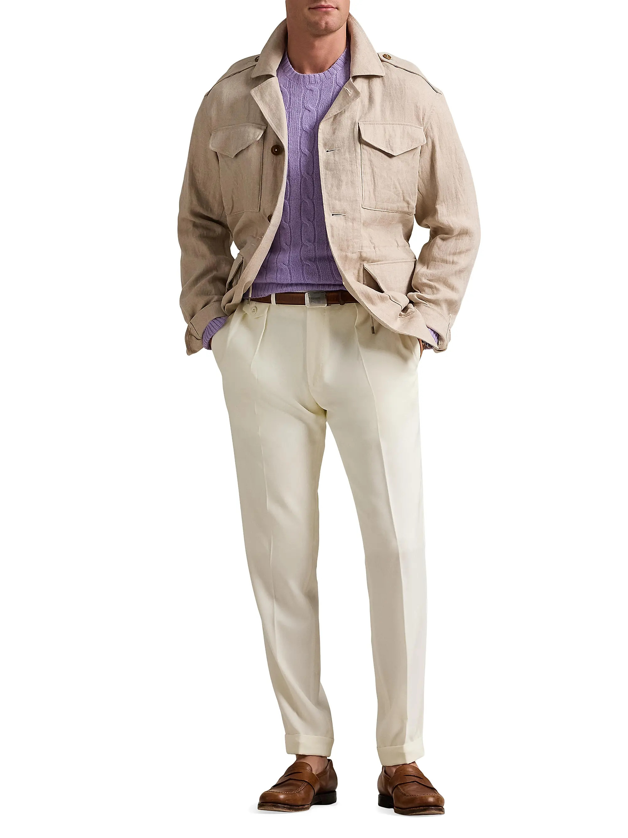 Polo Ralph Lauren Linen Herringbone Field Jacket | Saks Fifth Avenue | Saks Fifth Avenue