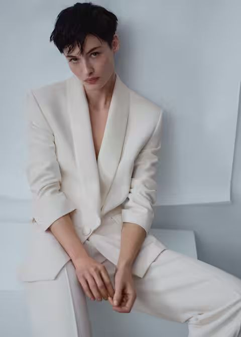 Suit blazer with satin details -  Women | Mango USA | MANGO (US)