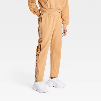 Black History Month Women's High-Rise 'Bold, Black, Bougie' Athletic Jogger Pants - Beige | Target