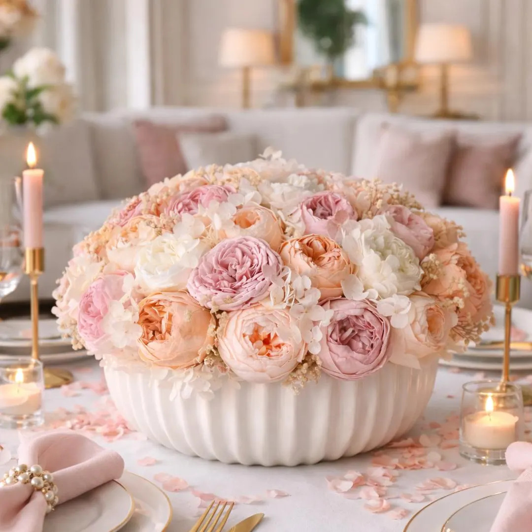 Large Preserved Peonies Centerpiece Pink Flower Arrangement, Preserved Roses Hydrangea, Blush Flo... | Etsy (Global)