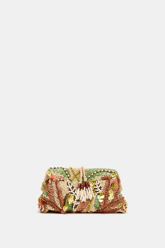 BEADED PRINT POUCH | Zara US
