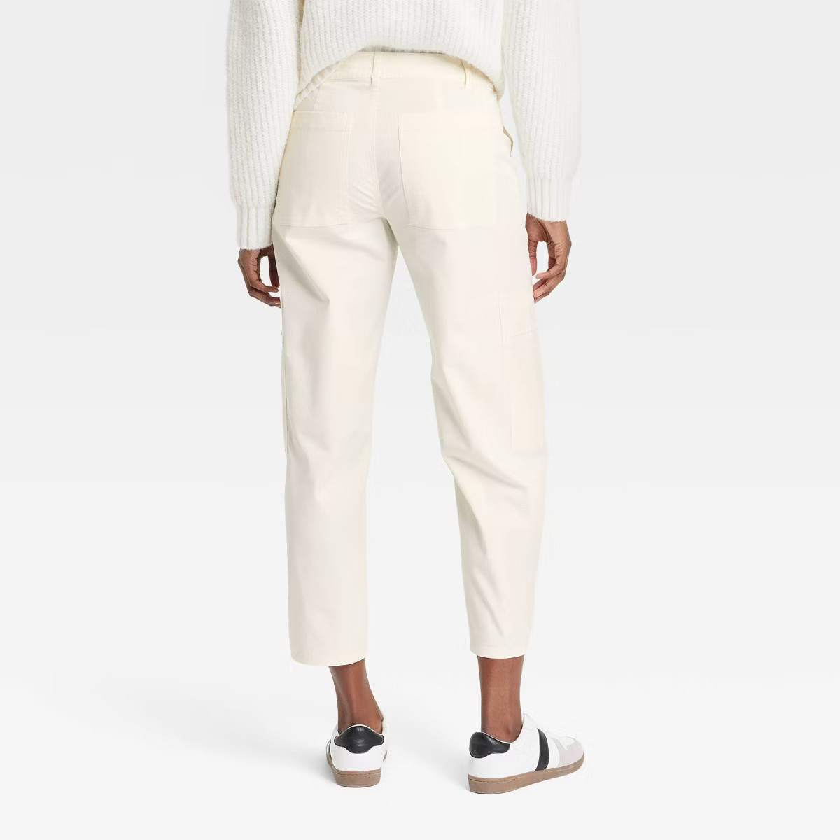 Women's Mid-Rise Barrel Leg Cargo Pants - Universal Thread™ Cream 4 | Target