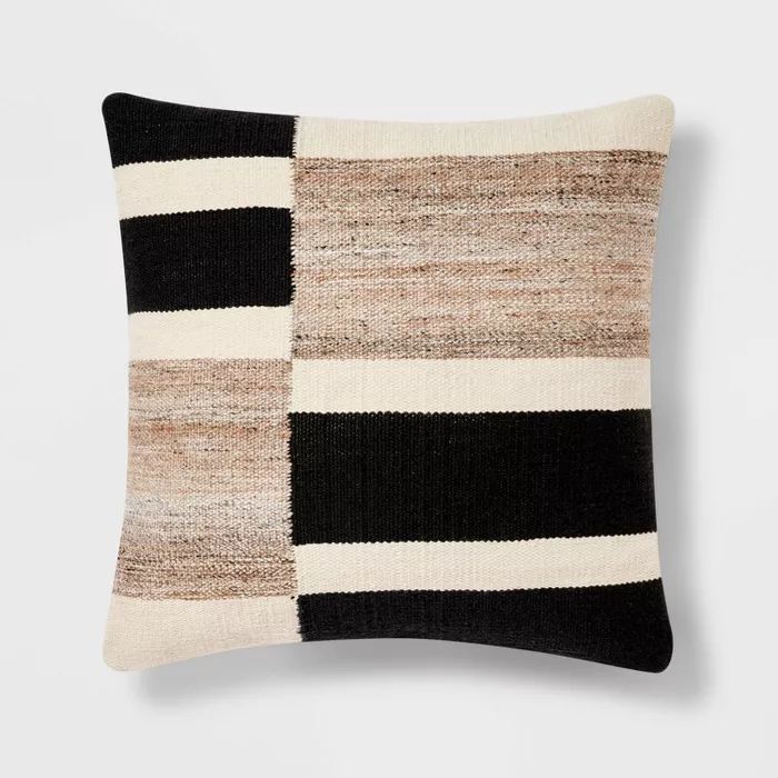 Oversized Blocked Woven Square Throw Pillow Black - Threshold&#8482; | Target