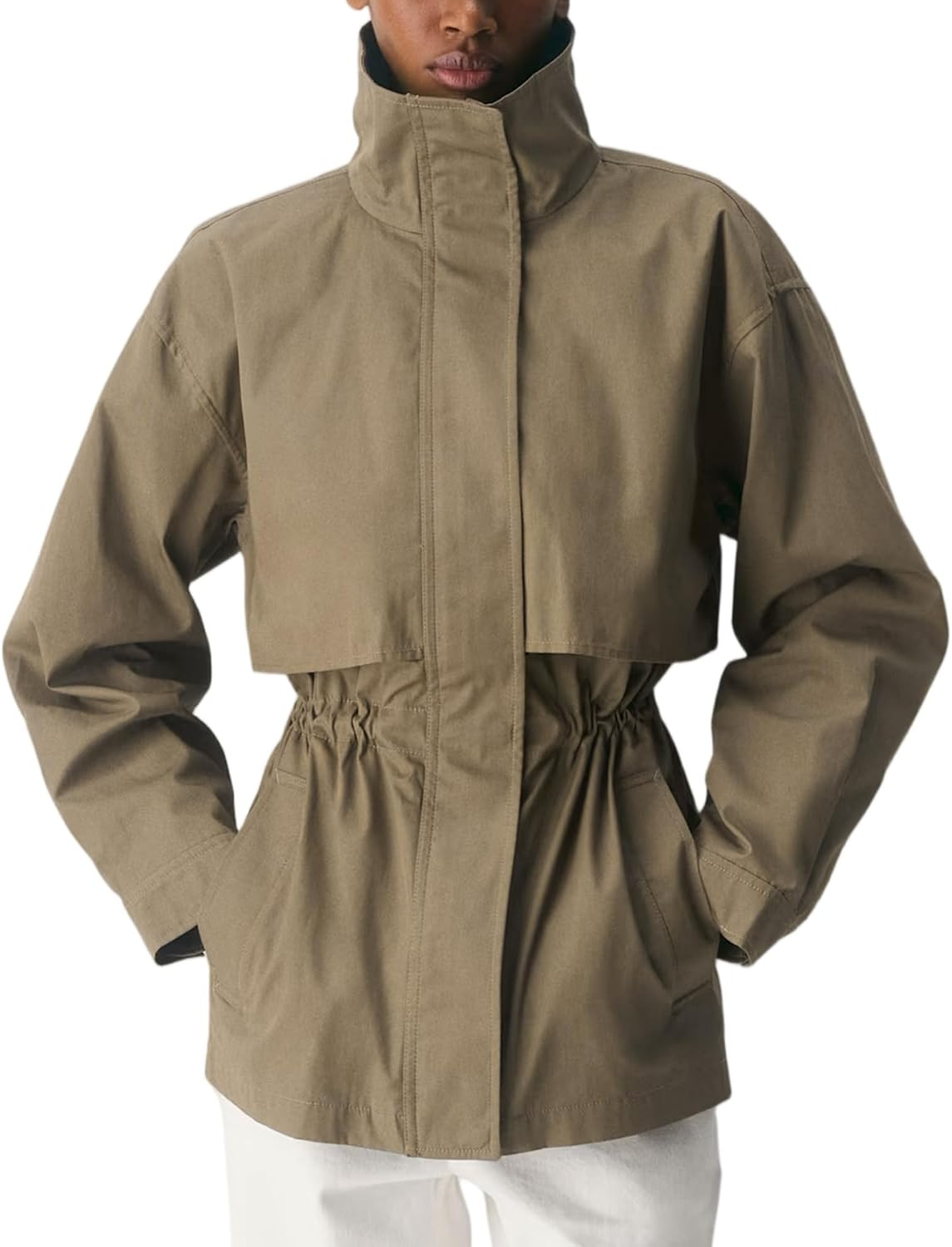 Windbreaker Jacket Women Oversized Zipper Casual Trench Coat | Amazon (US)