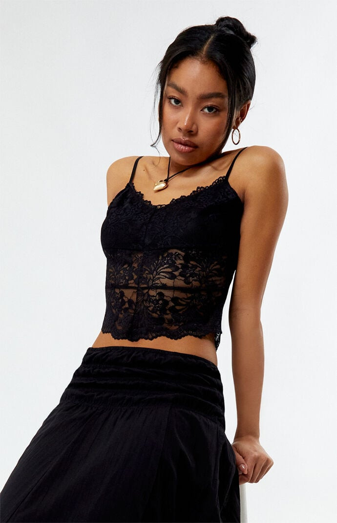 Women's Lace Cami Top in Black - Size Medium | PacSun