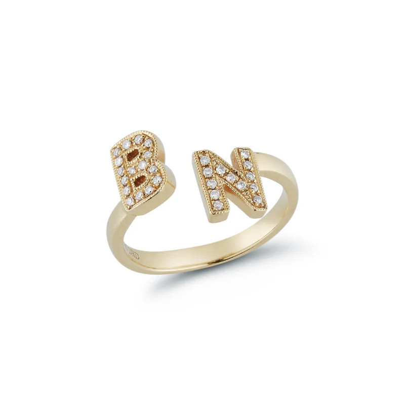 DRD Double Initial Diamond Ring In 14K Gold | Dana Rebecca Designs