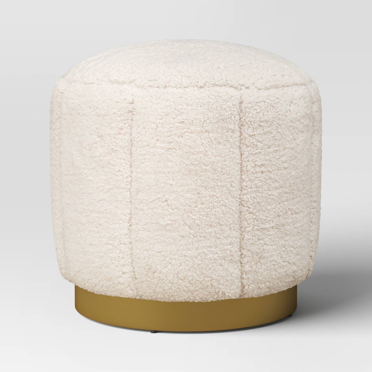 Galena Channel Tufted Shearling Brass Ottoman Cream - Threshold™ | Target