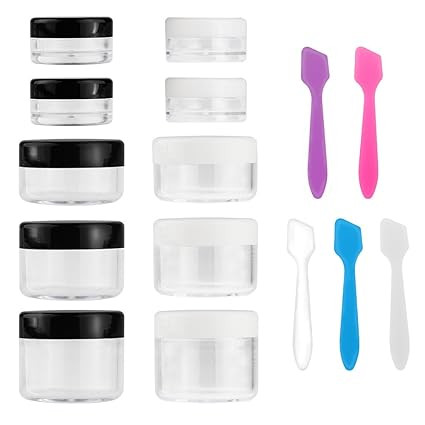 Accmor 10 Pieces Makeup Travel Containers with Lids 3/5/ 10/15/ 20 Gram Size Cosmetic Jars with 5... | Amazon (US)