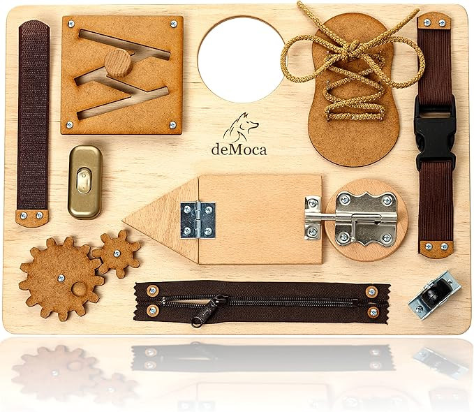 Montessori Busy Board for Toddlers - Wooden Montessori Toys for Toddlers 3 Years - Travel Toy Pre... | Amazon (US)