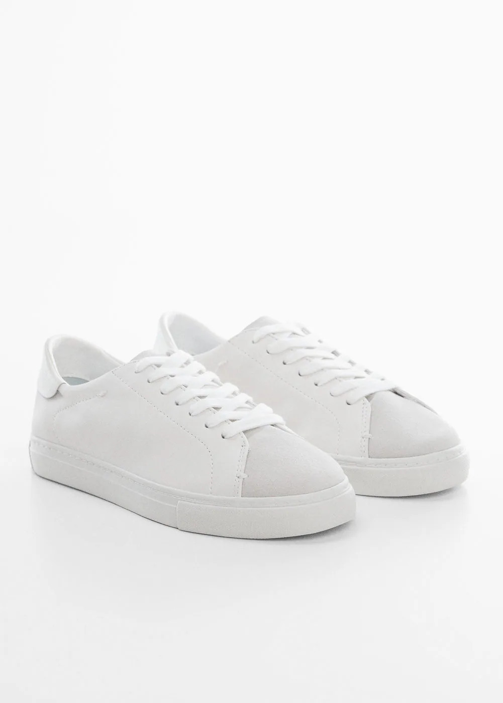 Baskets cuir empiècement contrastant -  Femme | Mango France | MANGO (FR)