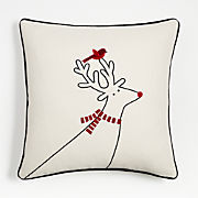Arctic Friend Reindeer 23"x23" Holiday Throw Pillow Cover by Joan Anderson + Reviews | Crate & Ba... | Crate & Barrel