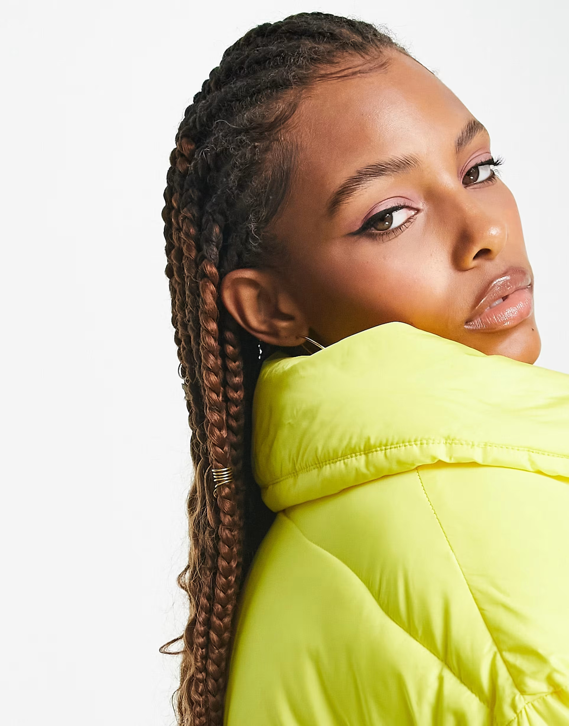 Miss Selfridge longline puffer coat in bright yellow | ASOS (Global)