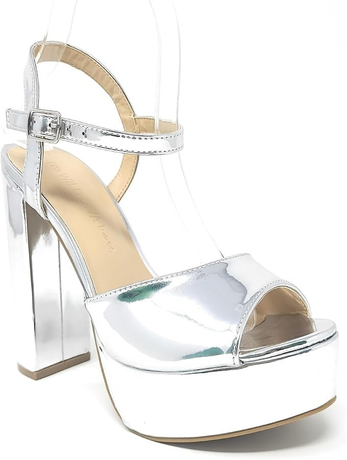 Wild Diva Women's Open Toe Ankle Strap High Heel Sandals | Amazon (US)