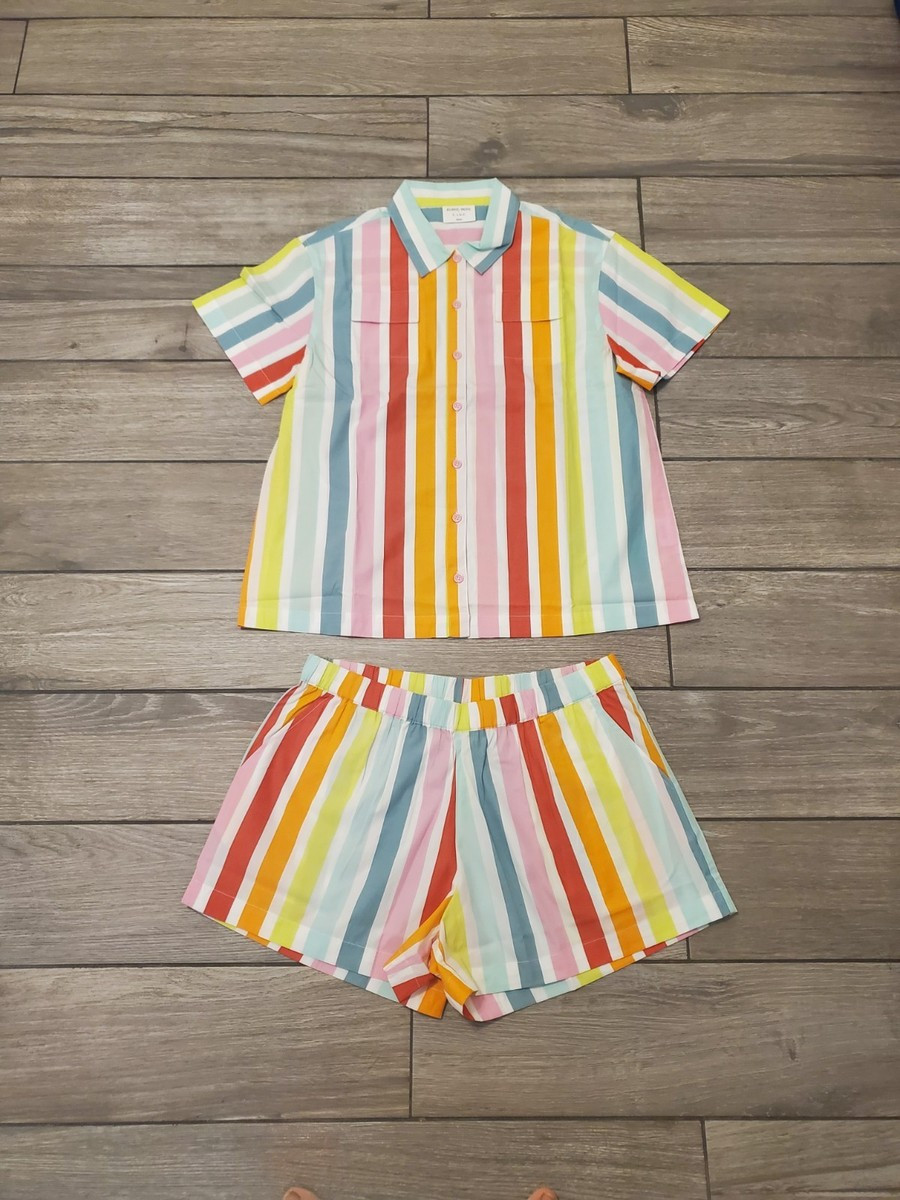 ATLANTIC-PACIFIC × LAKE 100% cotton poplin rainbow colorful striped pajama set S | eBay US