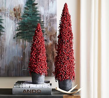 Faux Potted Berry Cluster Cone Trees | Pottery Barn (US)