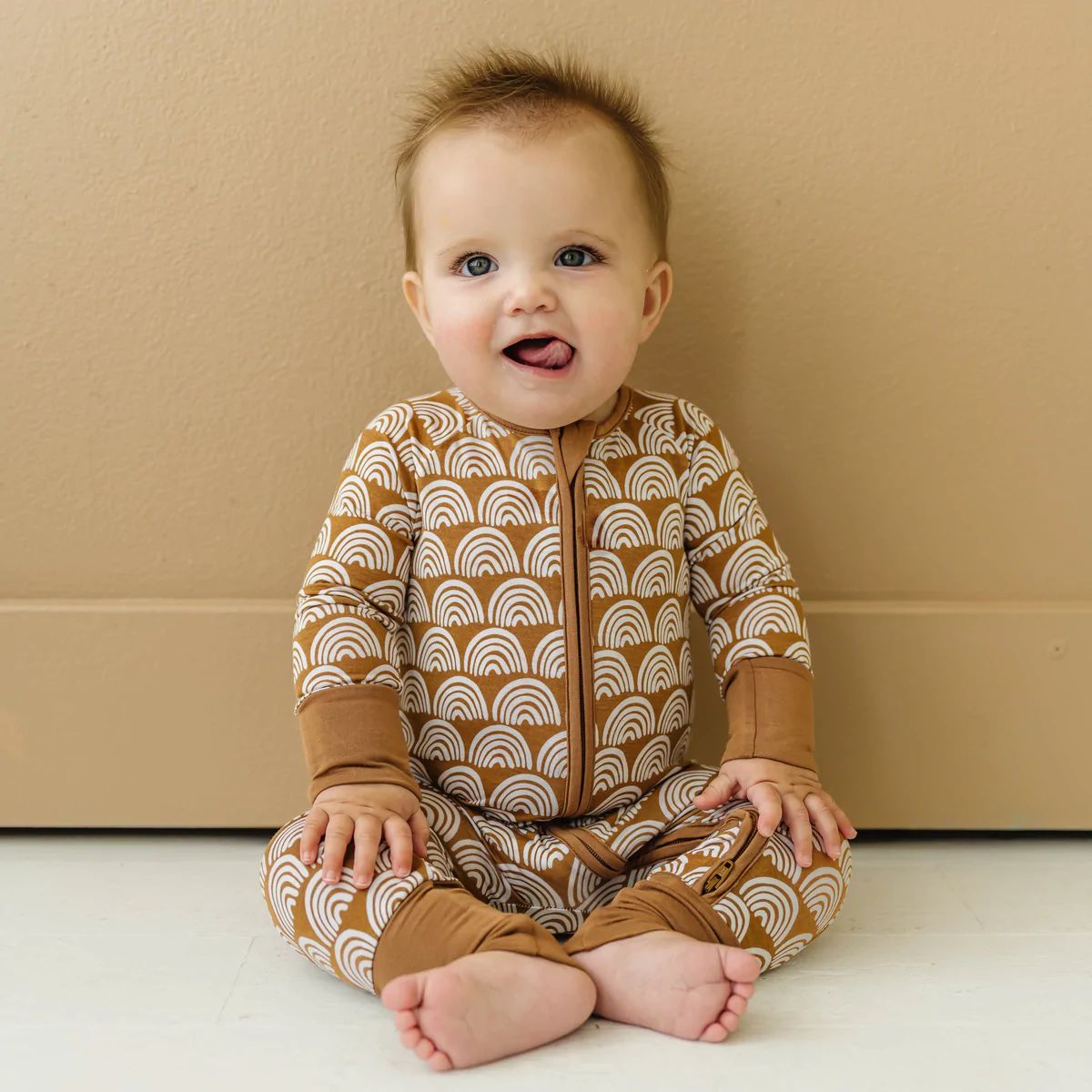 Rust Rainbows Bamboo Viscose Zippy | Little Sleepies