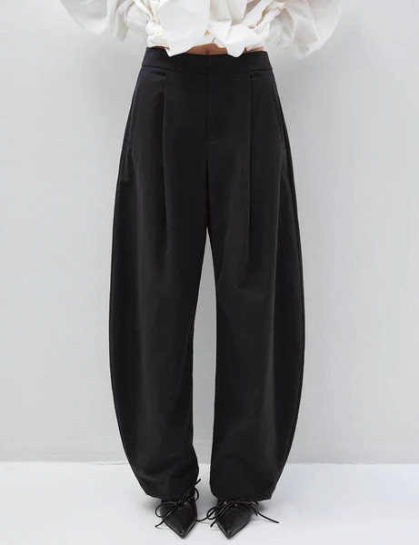 Dark Navy High Waist Barrel Leg Pants | Pixie Market
