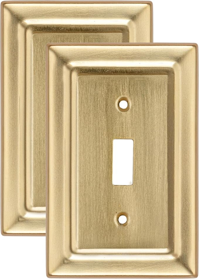 Monarch Abode Single Toggle Light Switch Cover Plate – 1-Gang Brushed Gold Outlet Covers, Archi... | Amazon (US)