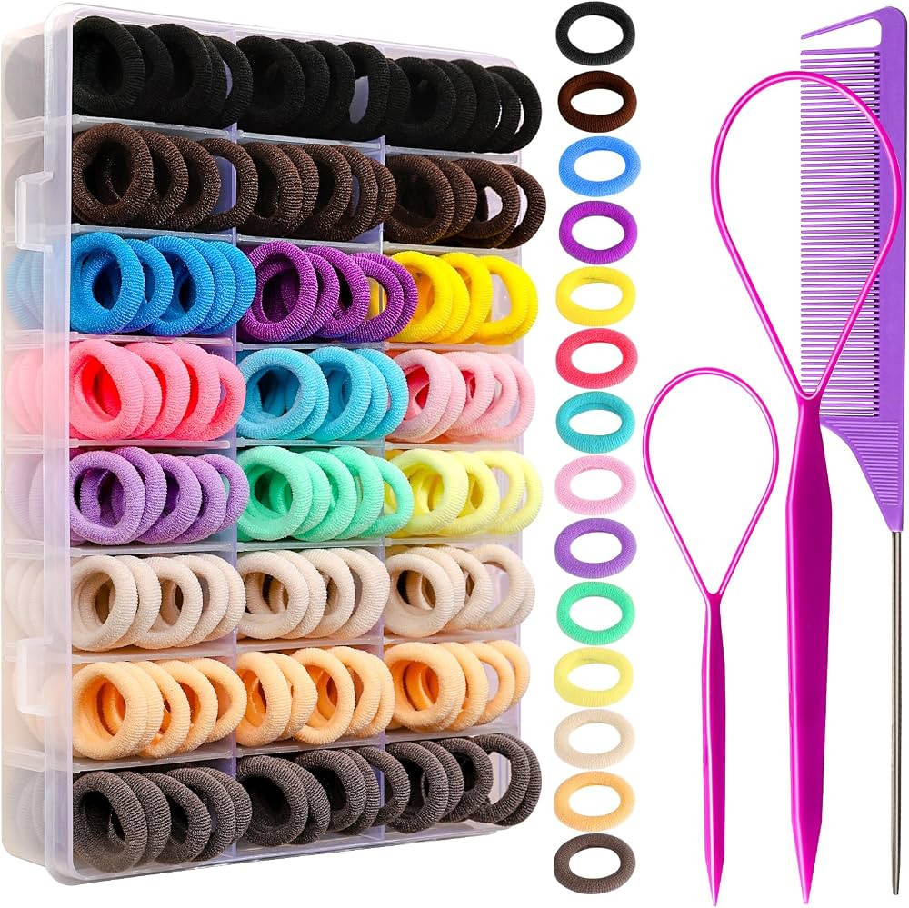 YGDZ Baby Hair Ties, 280 PCS Cotton Toddler Hair Ties, Seamless Soft Small Elastics Hair Bands wi... | Amazon (US)