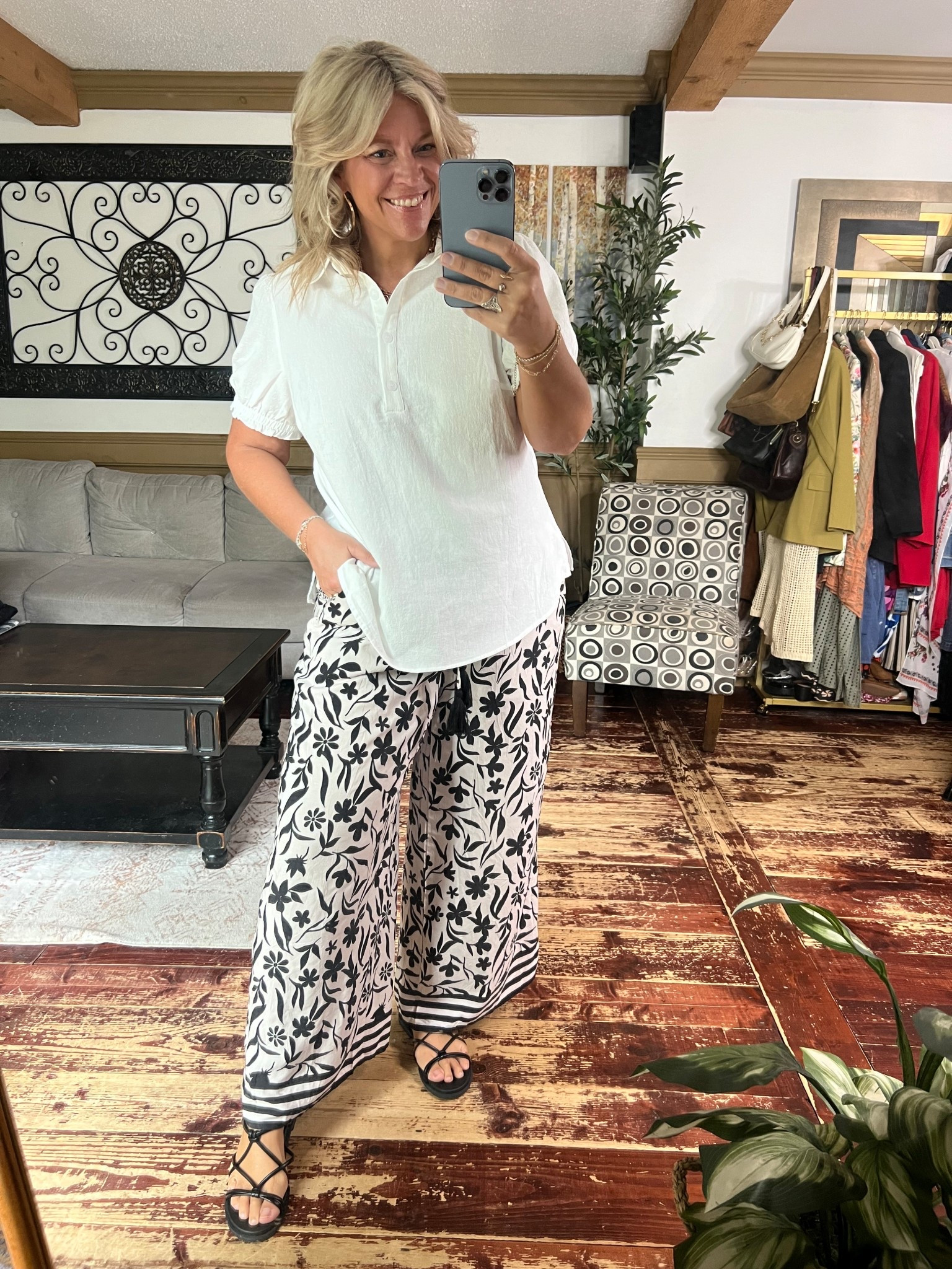 Bloomchic workwear OOTD- cotton blouse size 12, wide leg pants also size 12 but I would prefer size 14. 

#LTKWorkwear #LTKPlusSize #LTKMidsize