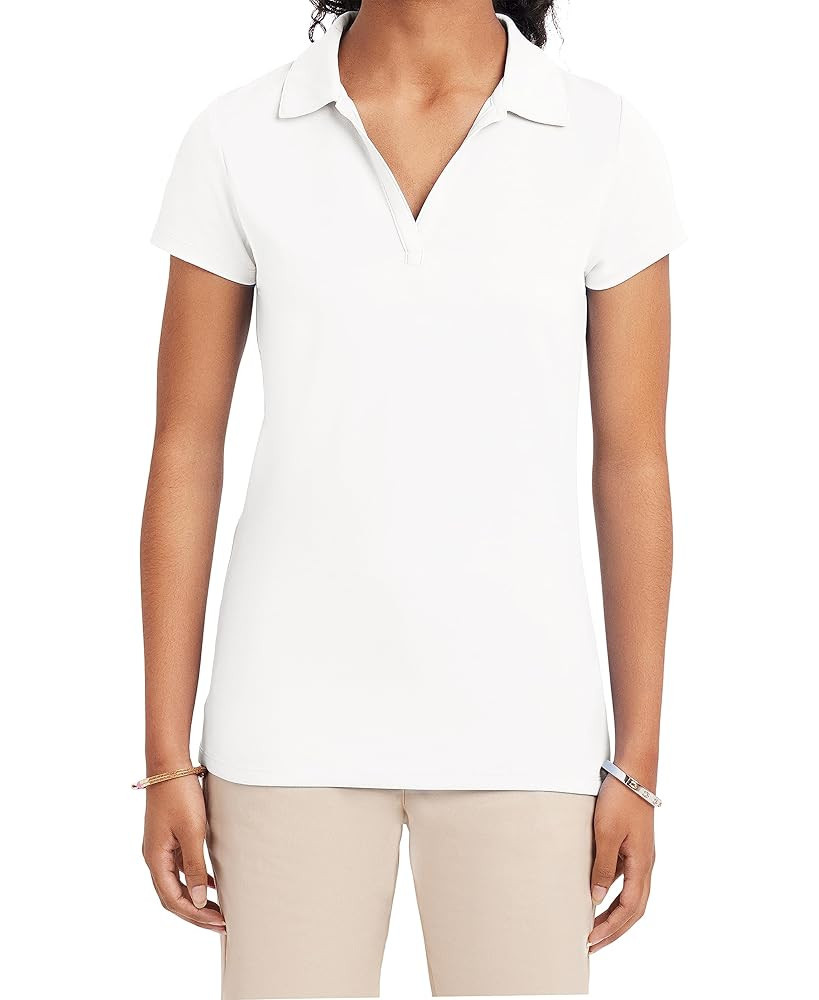 IZOD Women's Uniform Short Sleeve Polo Shirt, Button Closure, Moisture Wicking Performance Materi... | Amazon (US)