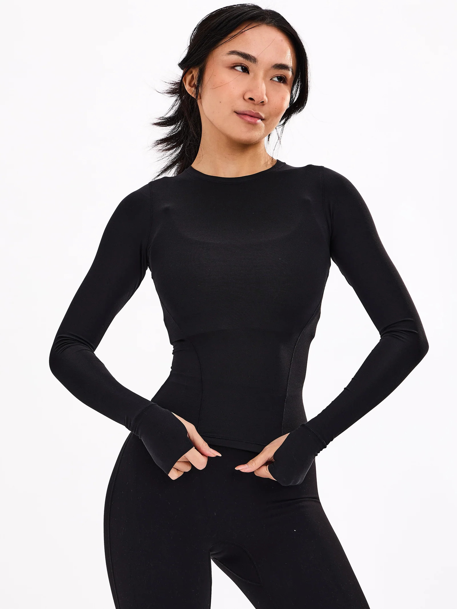 Halo Long Sleeve Hip Tee - Onyx Black | Buffbunny Collection
